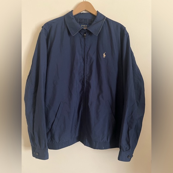 Polo Ralph Lauren Refined Navy Bi Swing Harrington Bomber Windbreaker Jacket L - Picture 1 of 9